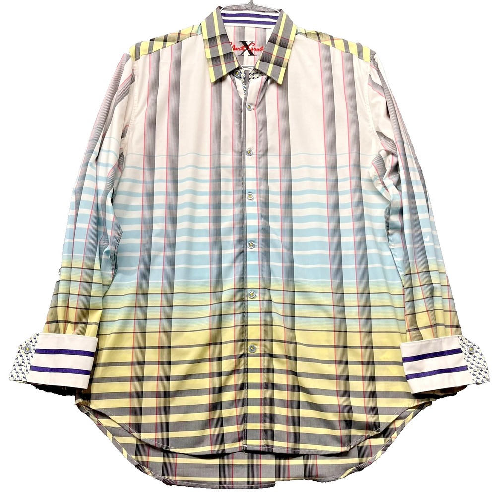 Robert Graham Long Sleeve Shirt Mens M Multicolor Gradient Print Flip Cuff